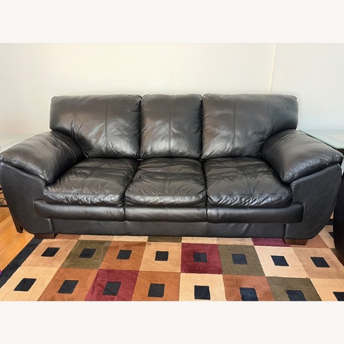 Used Leather Black 3-Seater Sofa for sale on AptDeco