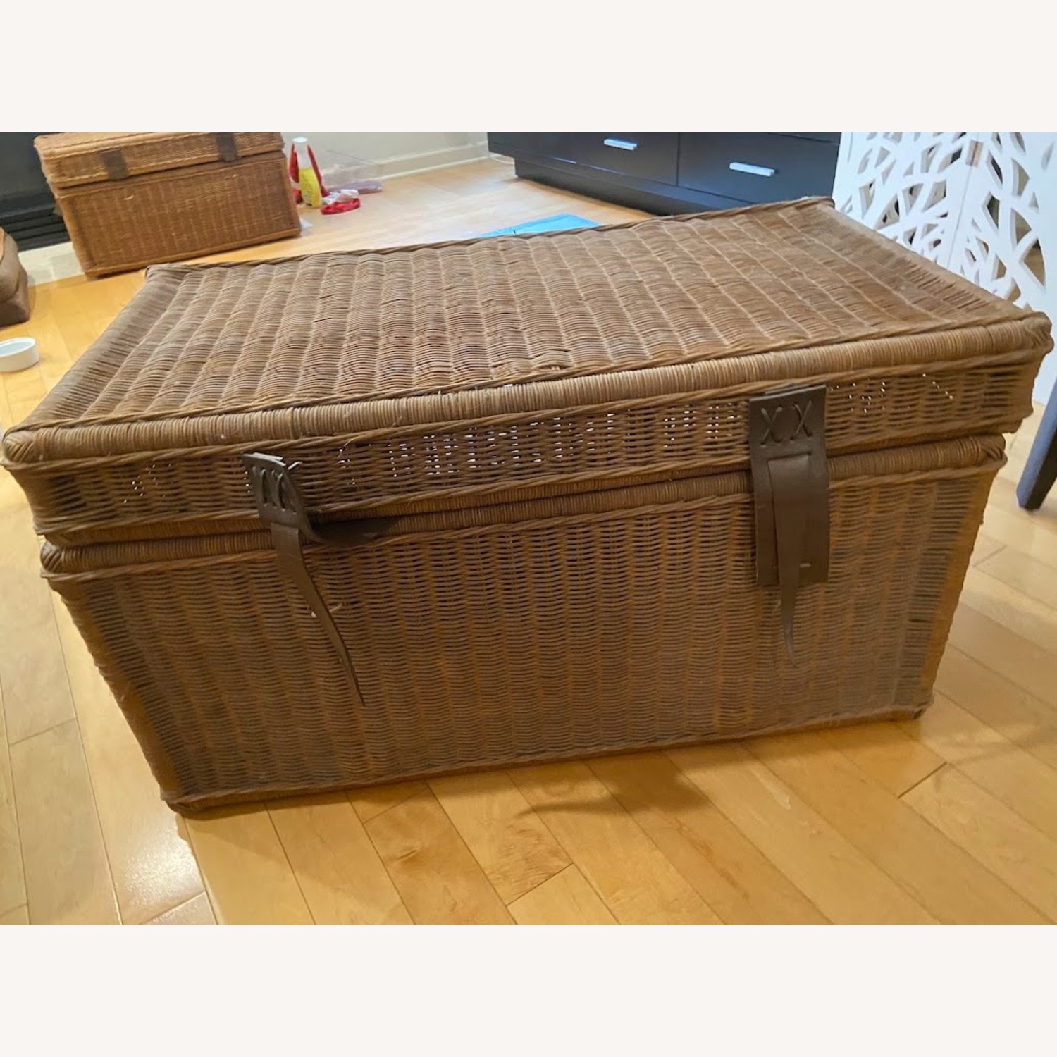 Vintage/Antique Natural Wicker Chest - image-1