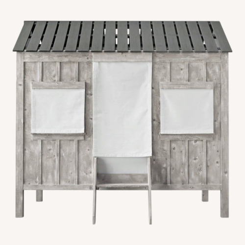 Used Restoration Hardware Light Gray Wood Full Bed for sale on AptDeco