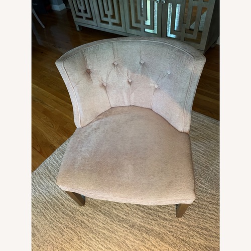 Used Blush Pink / Cream Tufted Accent Chair for sale on AptDeco
