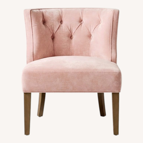 Used Blush Pink / Cream Tufted Accent Chair for sale on AptDeco