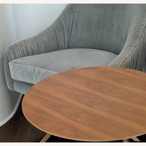 Used Organic Modernism Round Walnut Side Table with Brass Bird-Foot Base for sale on AptDeco