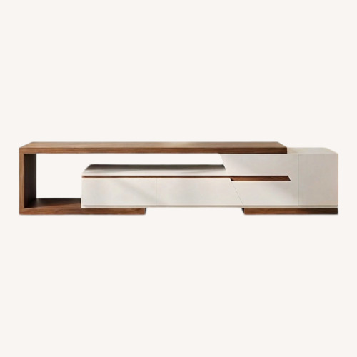 Used Wayfair Modern Extendable and TV Stand - Walnut and White for sale on AptDeco