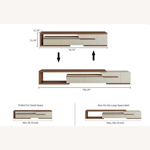 Used Wayfair Modern Extendable and TV Stand - Walnut and White for sale on AptDeco
