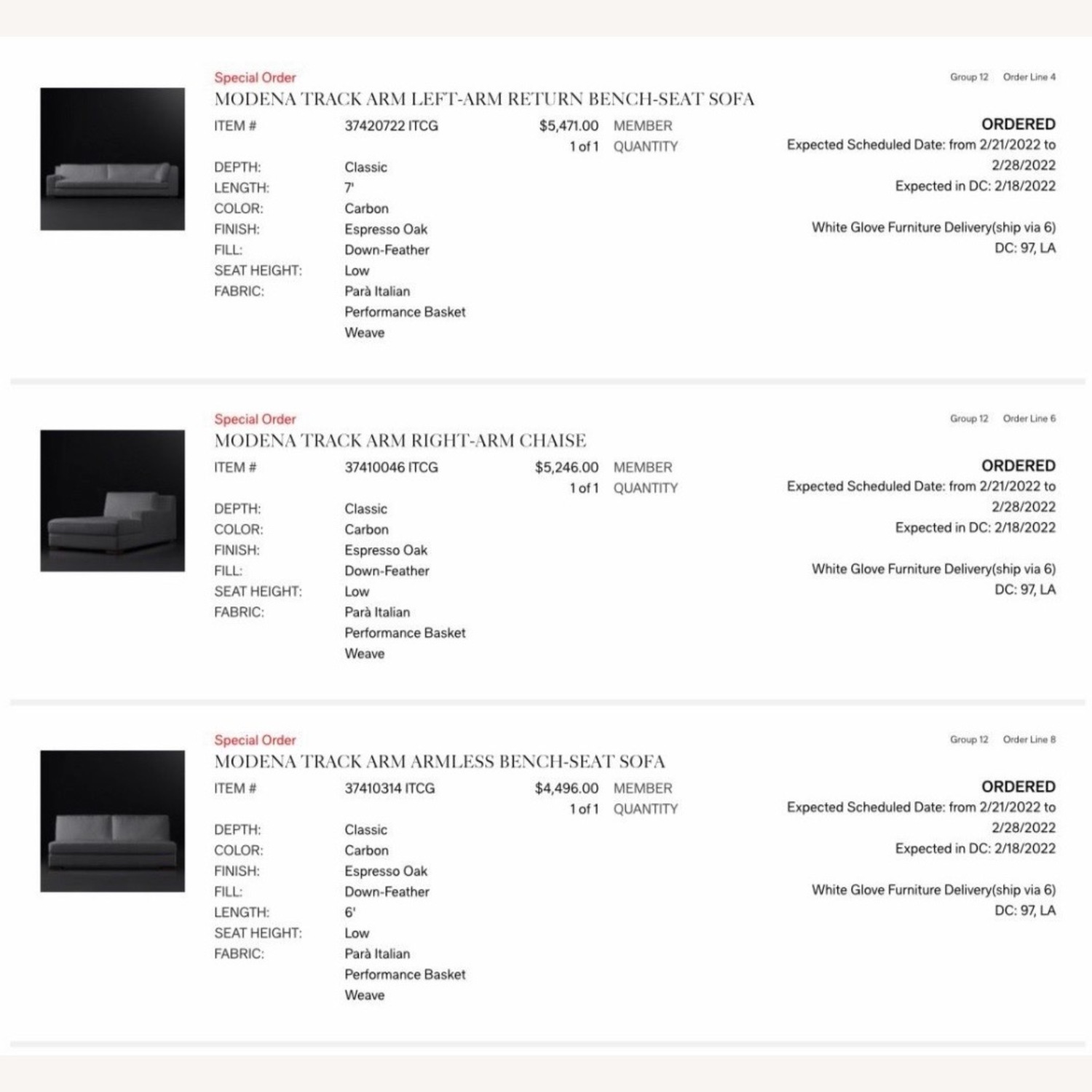 Restoration Hardware Modena Dark Gray 3Pc Sectional - image-4