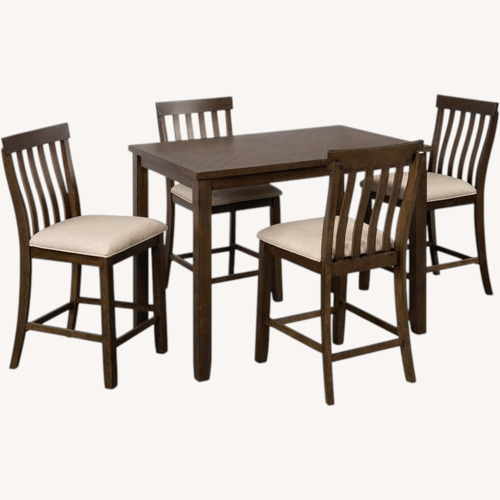 Used 5 Piece High Top Dining Set in Brown Oak Solid Wood for sale on AptDeco