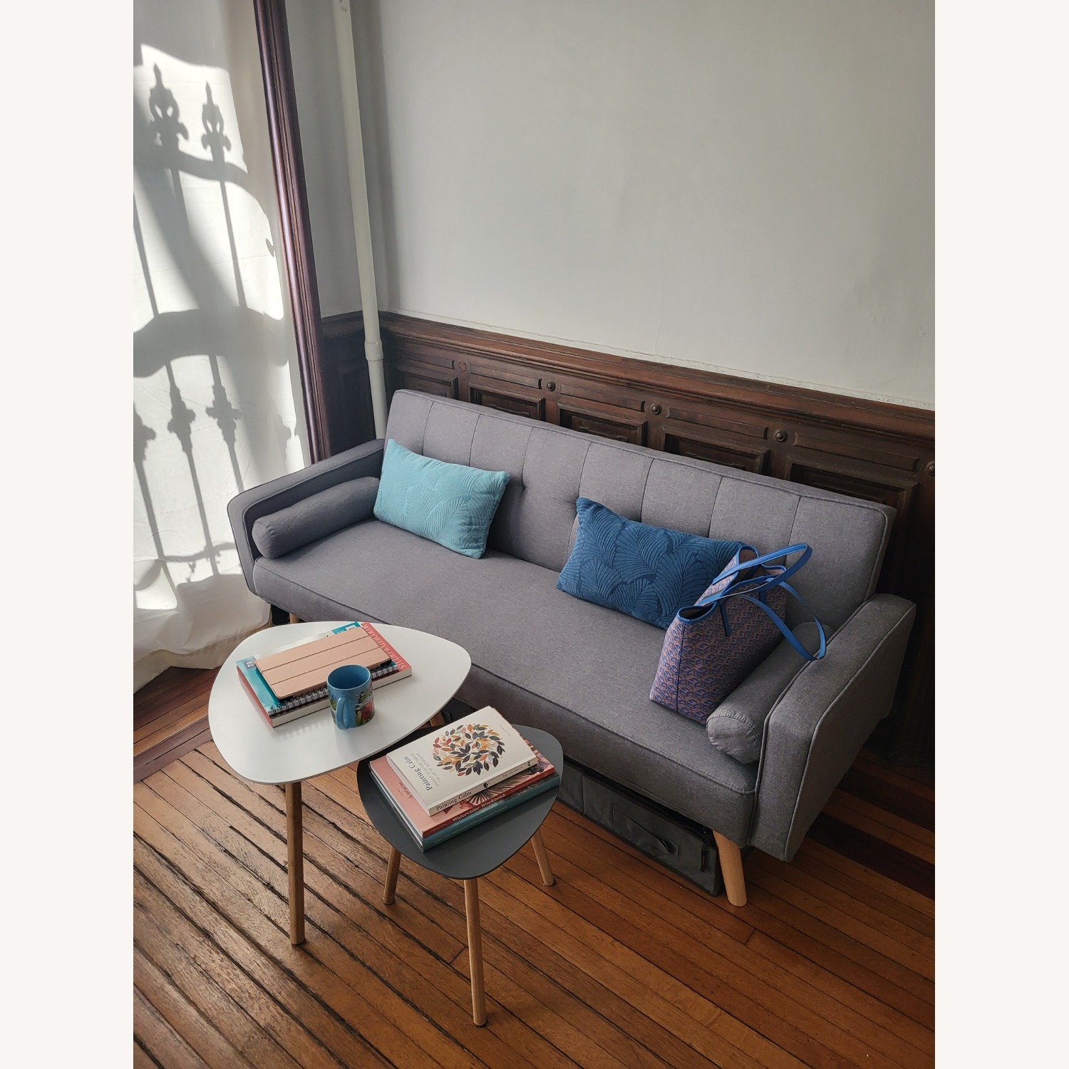 Light Gray Fabric Sleeper Sofa - image-1
