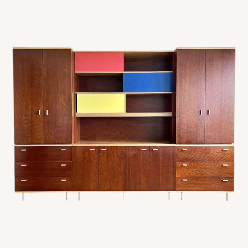 Used Poliform Dark Brown Wood Wall Unit, Custom Modular for sale on AptDeco