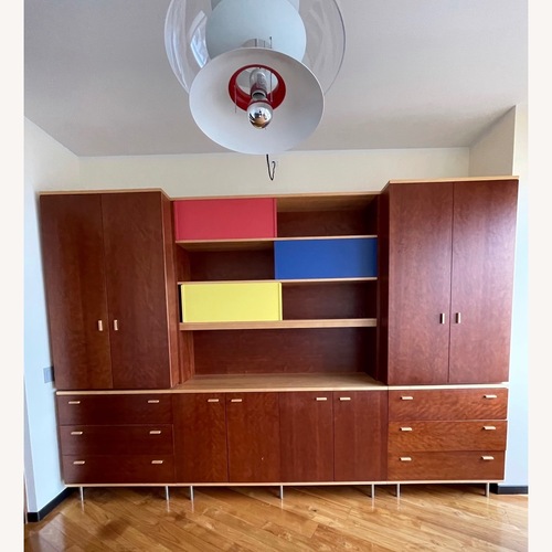 Used Poliform Dark Brown Wood Wall Unit, Custom Modular for sale on AptDeco