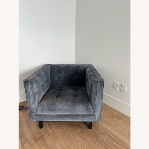 Used Restoration Hardware Velvet Tufted Lounge Chair - Twilight Blue for sale on AptDeco