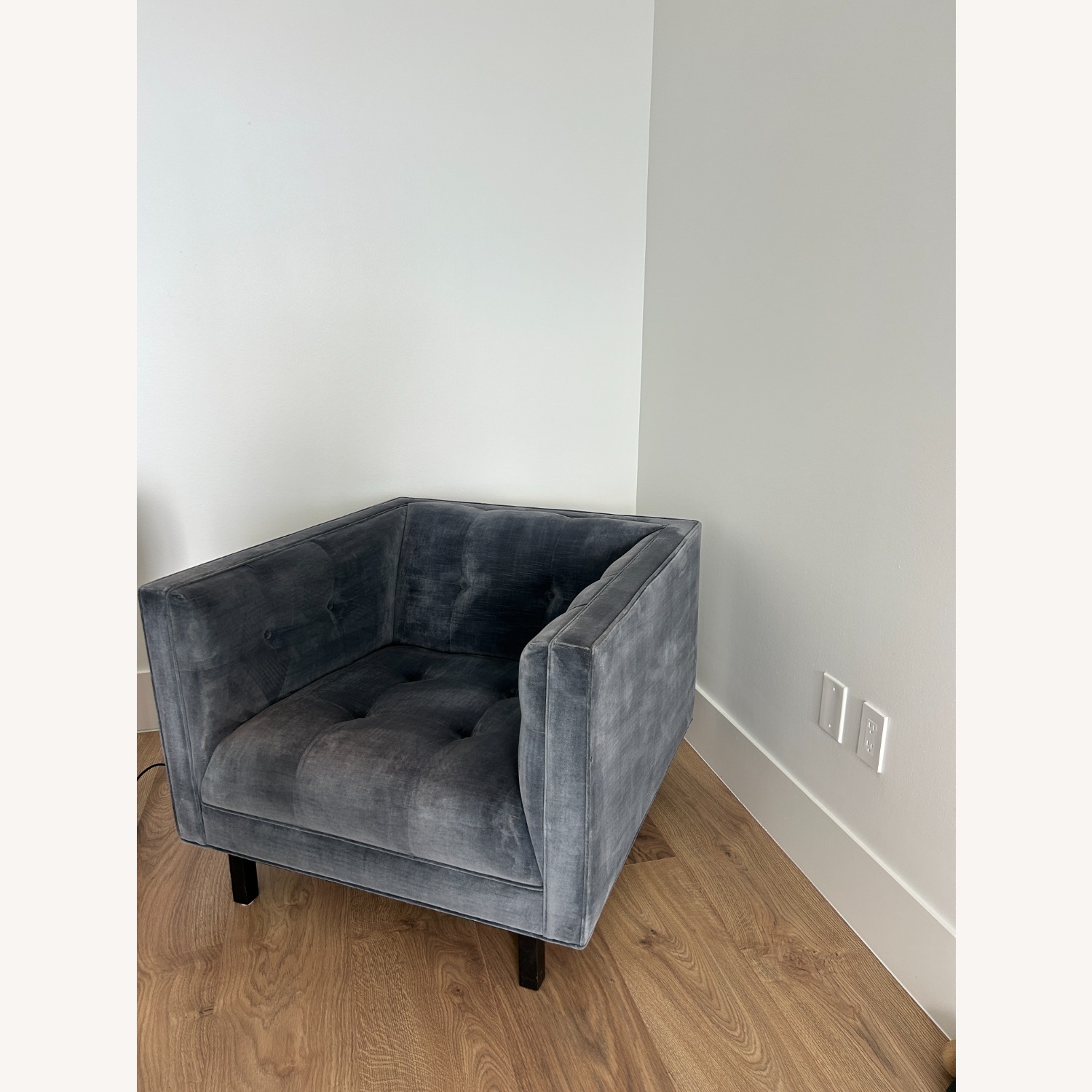 Restoration Hardware Velvet Tufted Lounge Chair - Twilight Blue - image-2