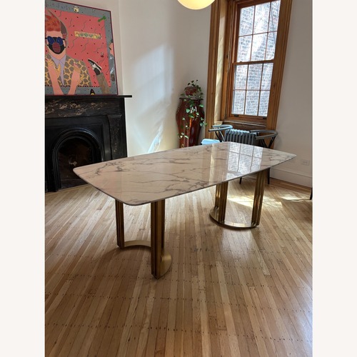 Used Wayfair White Marble Dining Table for sale on AptDeco