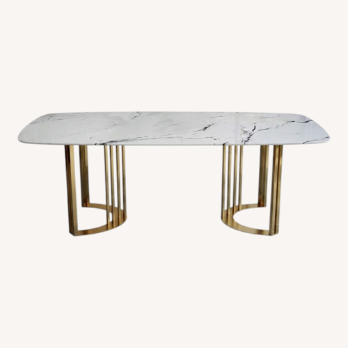 Used Wayfair White Marble Dining Table for sale on AptDeco