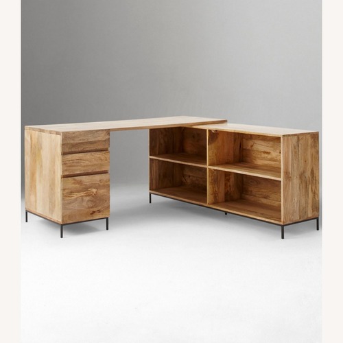 Used West Elm Wood Desk with File Cabinet & Bookcase for sale on AptDeco
