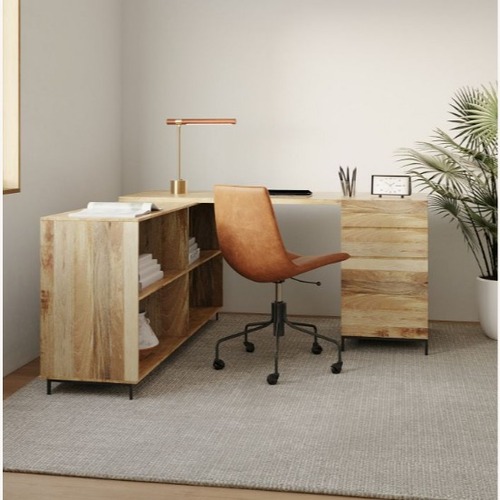 Used West Elm Wood Desk with File Cabinet & Bookcase for sale on AptDeco