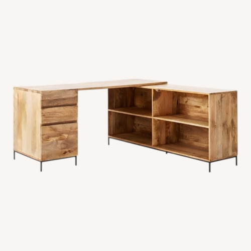 Used West Elm Wood Desk with File Cabinet & Bookcase for sale on AptDeco