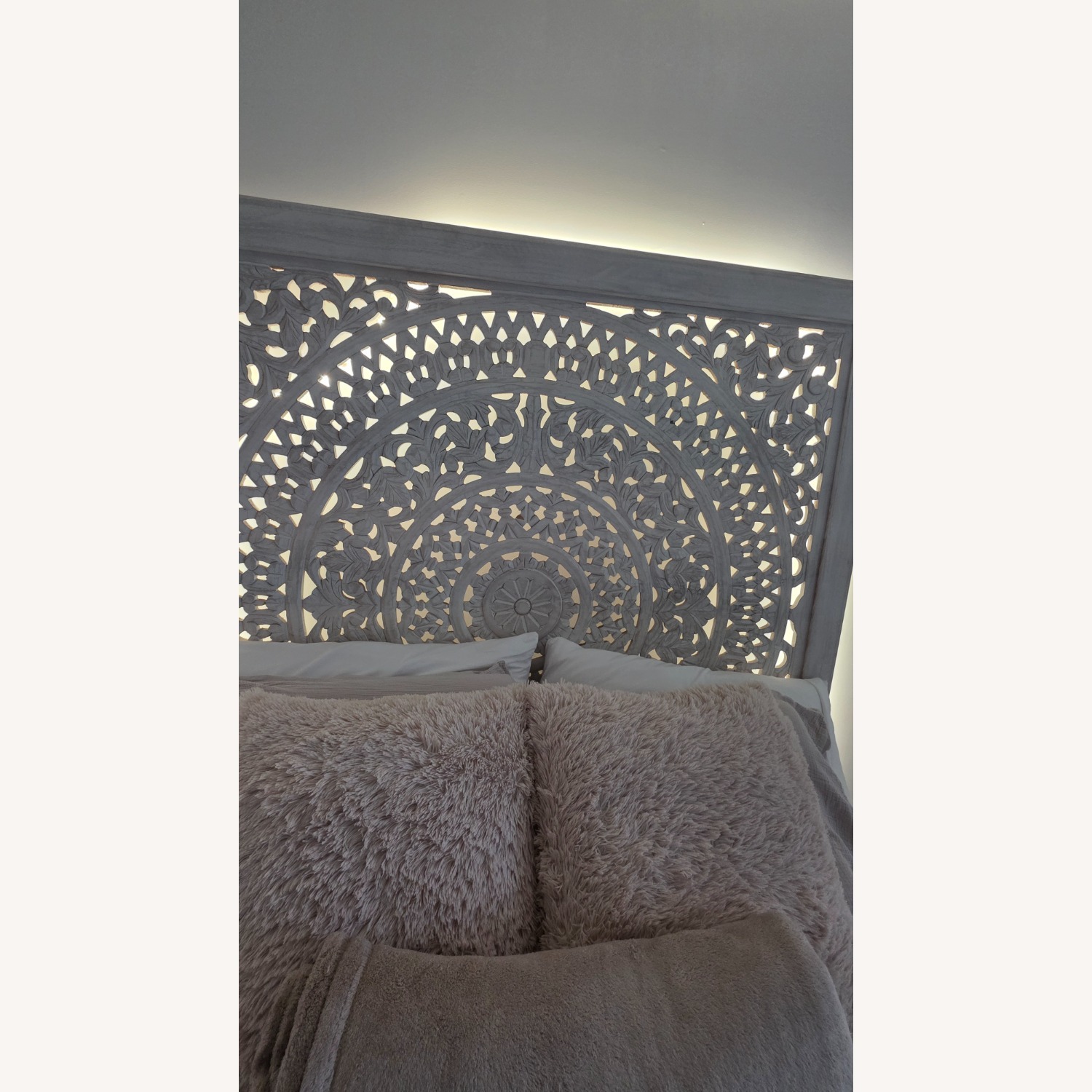 Hand Carved Mandala Queen Bed Frame - image-5