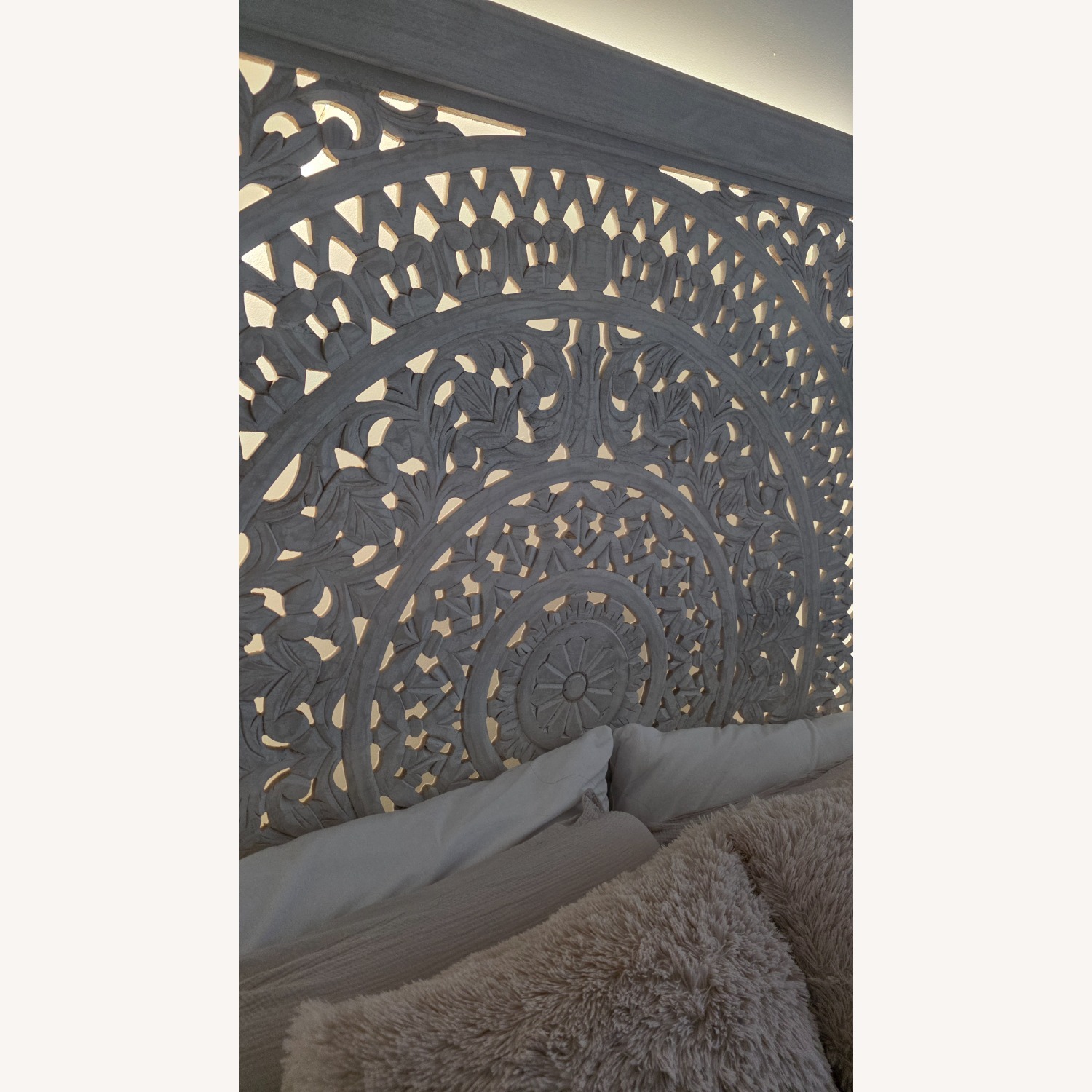 Hand Carved Mandala Queen Bed Frame - image-7