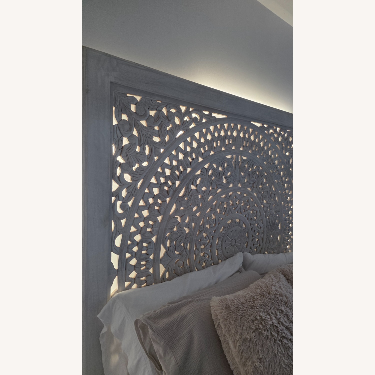 Hand Carved Mandala Queen Bed Frame - image-3