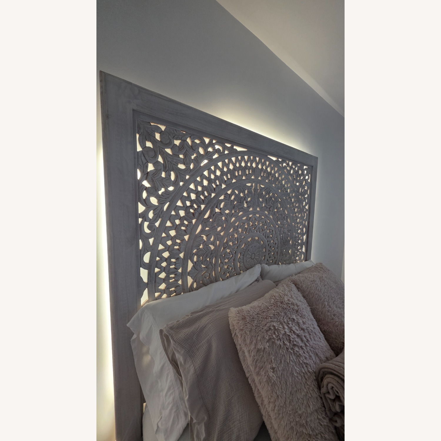 Hand Carved Mandala Queen Bed Frame - image-4