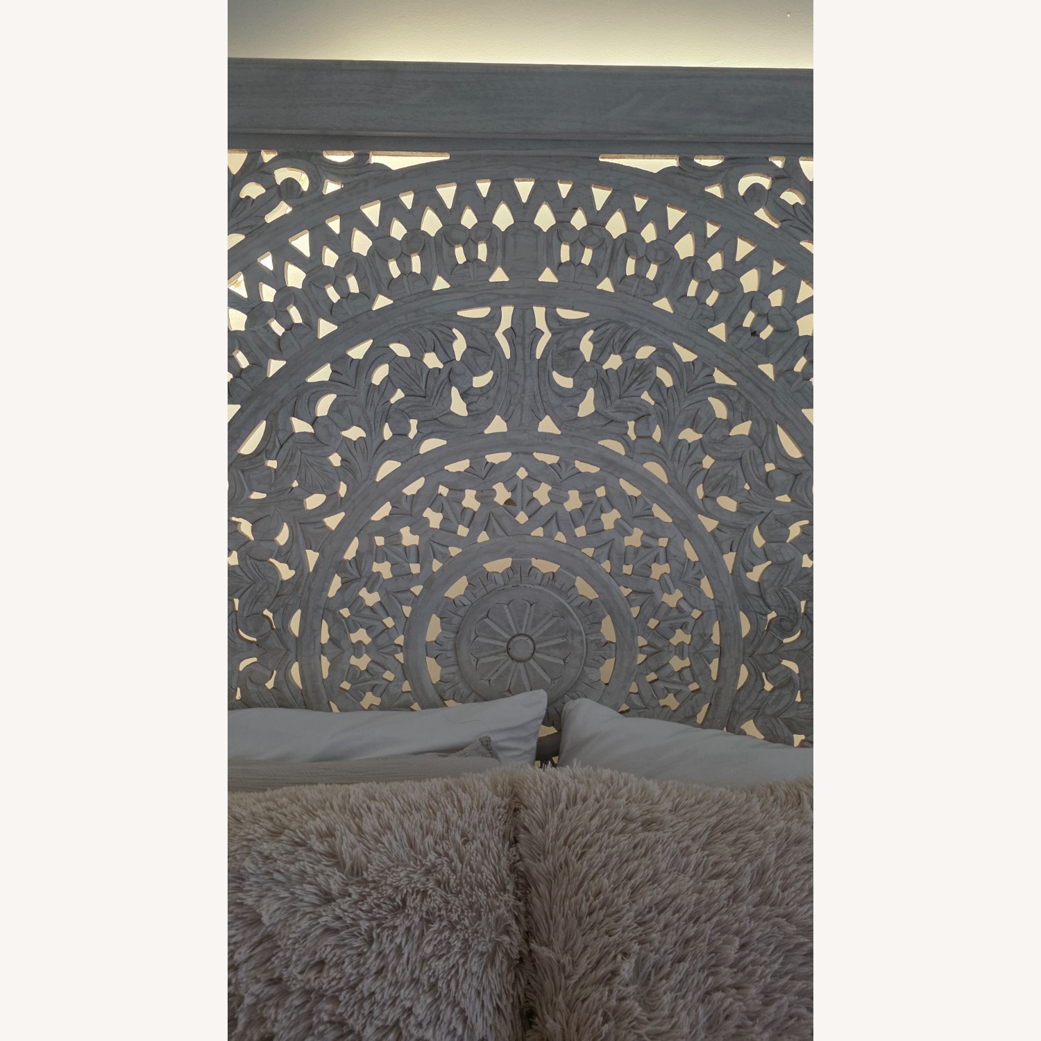 Hand Carved Mandala Queen Bed Frame - image-6