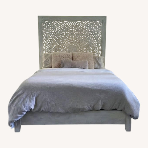 Used Hand Carved Mandala Queen Bed Frame for sale on AptDeco