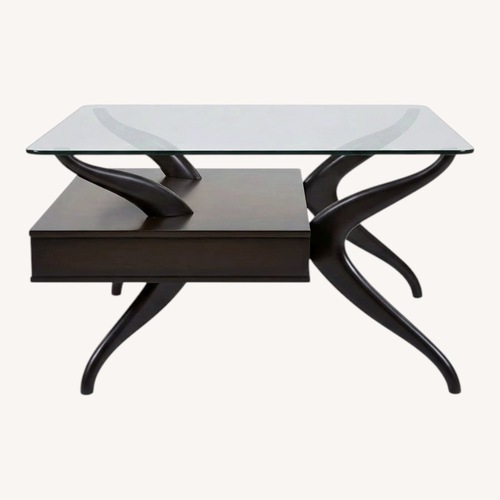 Used Vintage MCM Black Glass Cantilever Side Table for sale on AptDeco