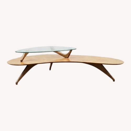 Used Vintage MCM Sculptural Wood & Glass Coffee Table for sale on AptDeco