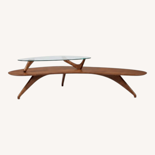 Used Vintage MCM Sculptural Wood & Glass Coffee Table for sale on AptDeco