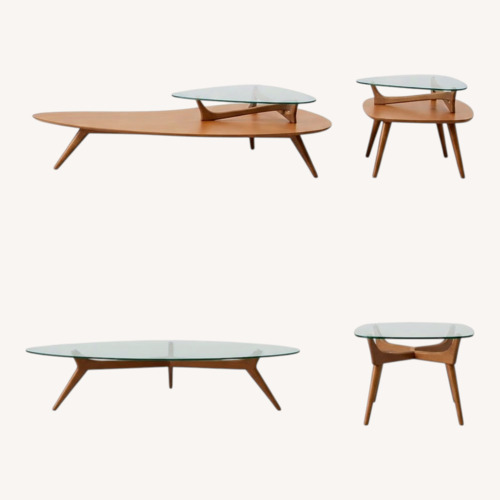 Used Vintage MCM Wood & Glass Side / End Table for sale on AptDeco