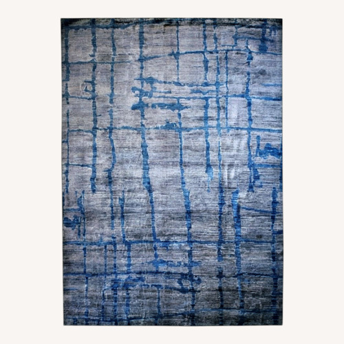 Used Landry & Arcari Blue & Gray Wool Area Rug 6' x 9' for sale on AptDeco