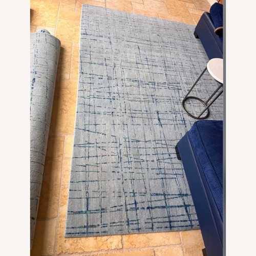 Used Landry & Arcari Blue & Gray Wool Area Rug 6' x 9' for sale on AptDeco
