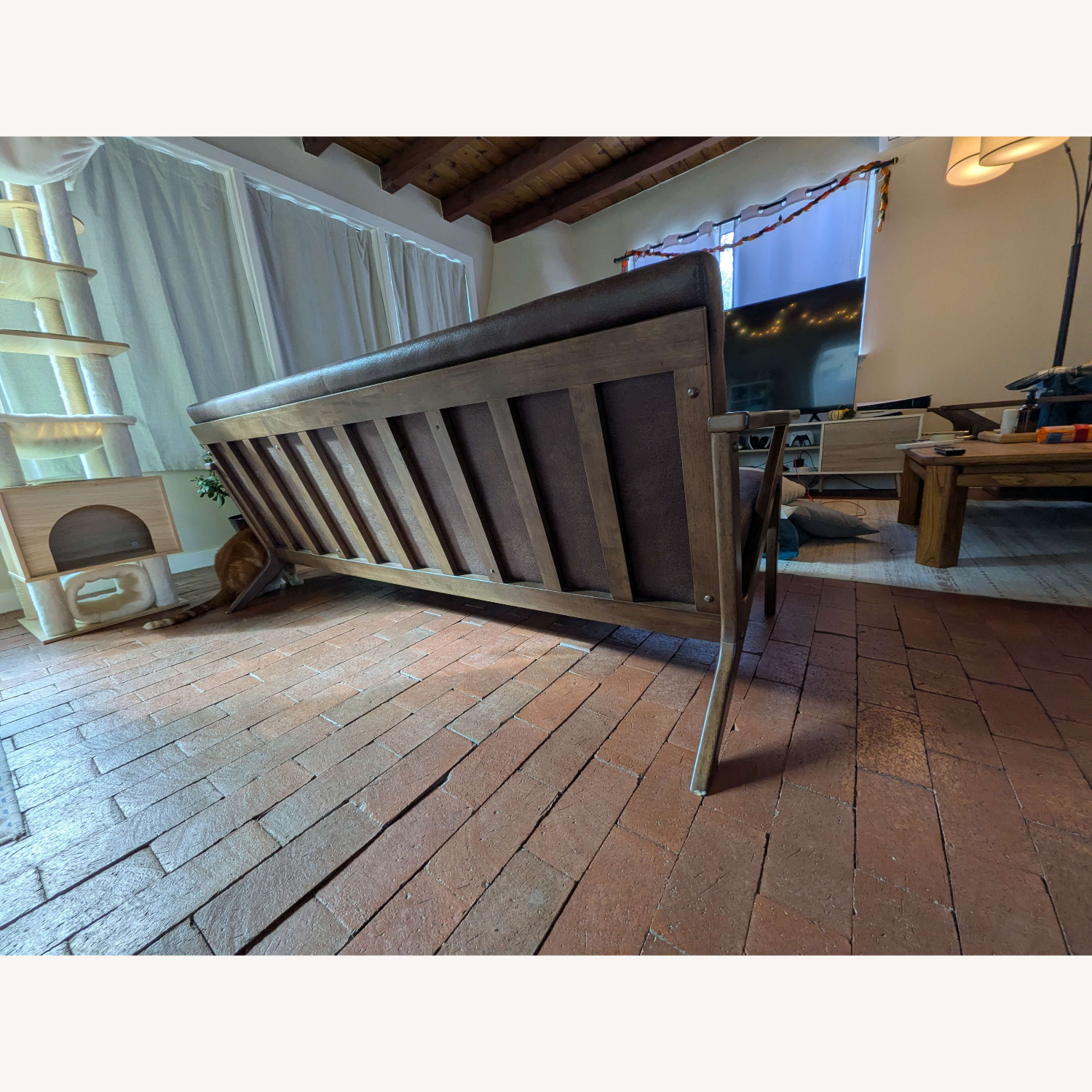 Midcentury Modern Wood Sofa - image-1