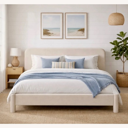 Used Wayfair Reigen Curved Headboard Upholstered Platform Bed  for sale on AptDeco