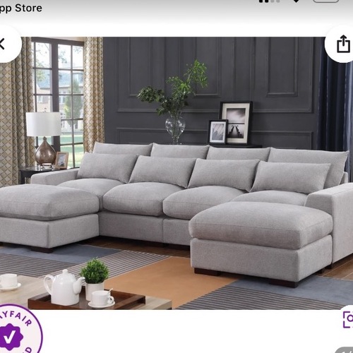 Used Wayfair Light Gray Linen 2 Piece Sectional for sale on AptDeco