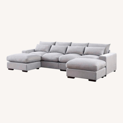 Used Wayfair Light Gray Linen 2 Piece Sectional for sale on AptDeco