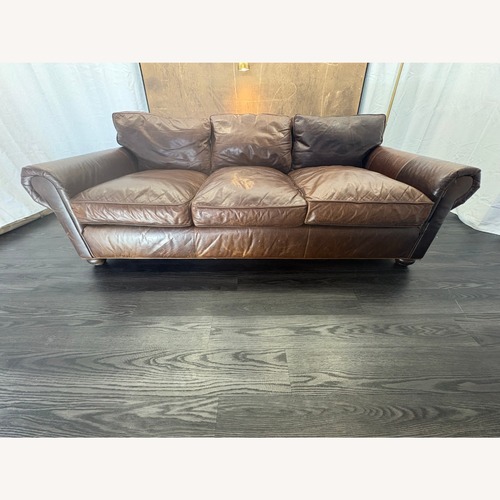 Used Restoration Hardware Lancaster Leather Sofa 8' Luxe Cocoa for sale on AptDeco