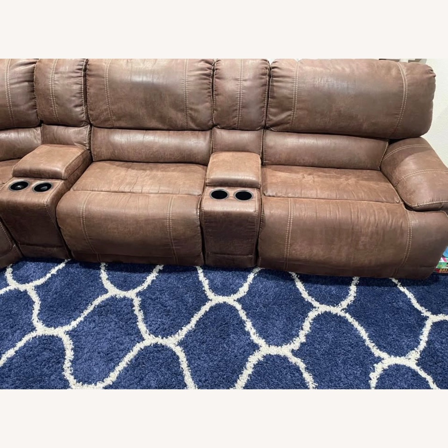 Dark Brown Leather 7 Piece Reclining Sectional - image-2