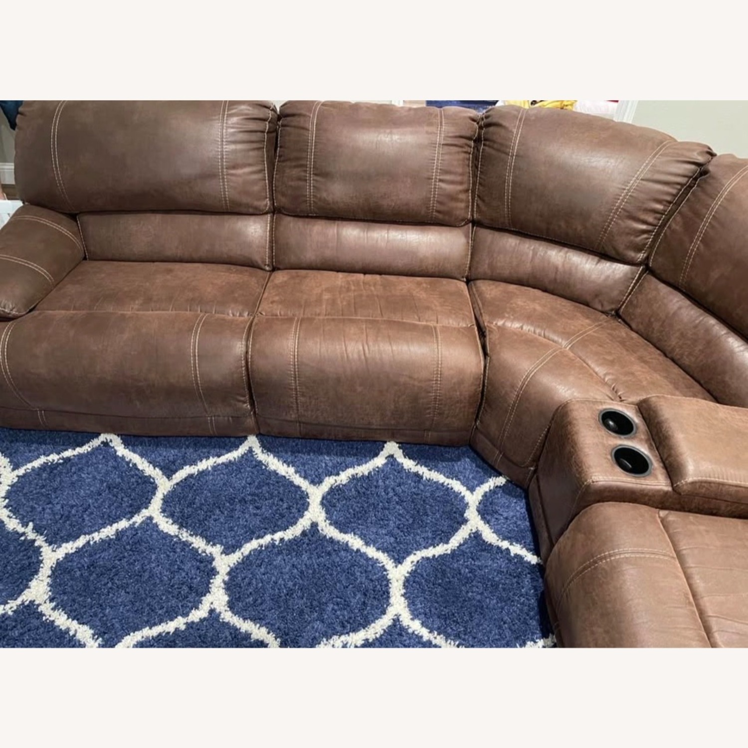 Dark Brown Leather 7 Piece Reclining Sectional - image-3