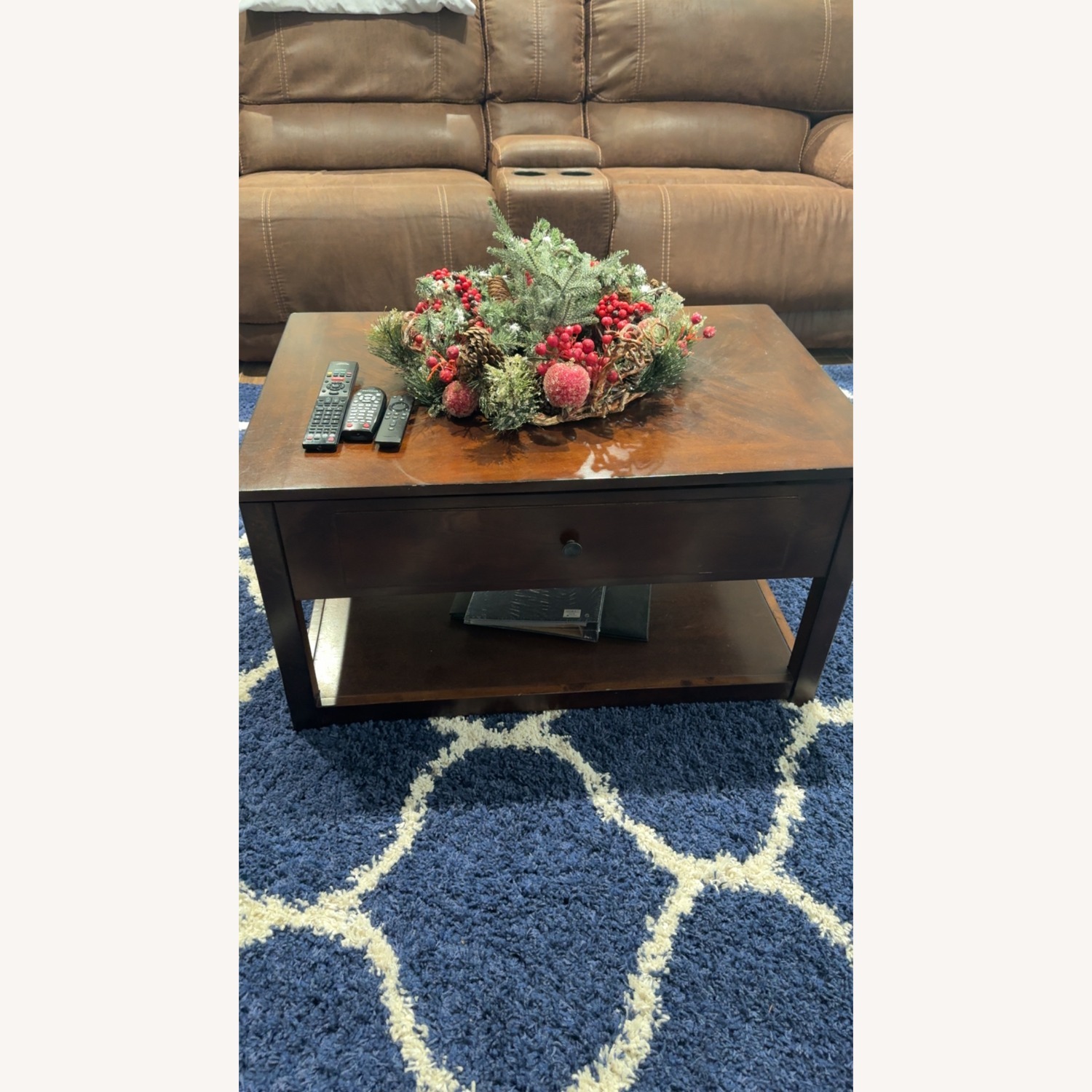 Dark Brown Wood Coffee Table - image-2