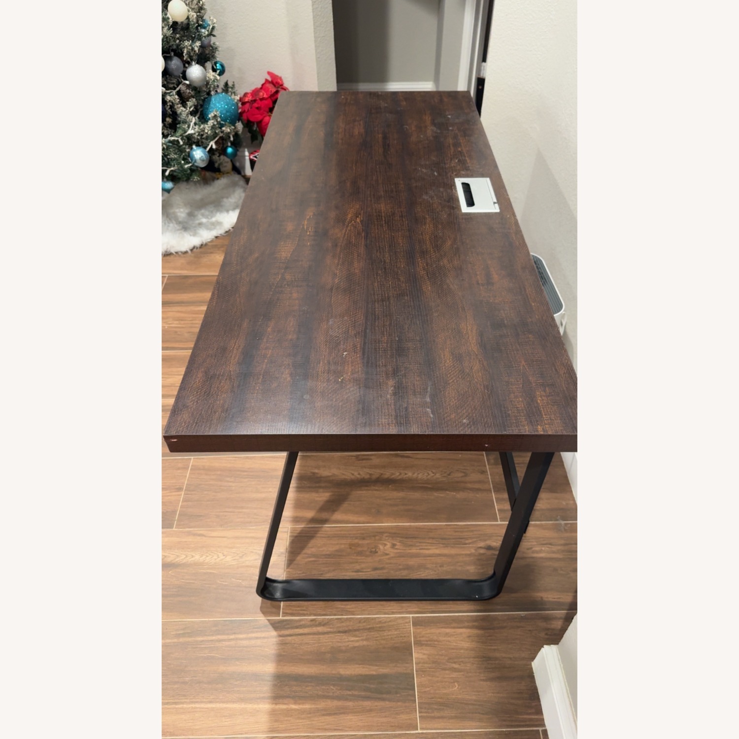 Dark Brown Wood Desk - image-2
