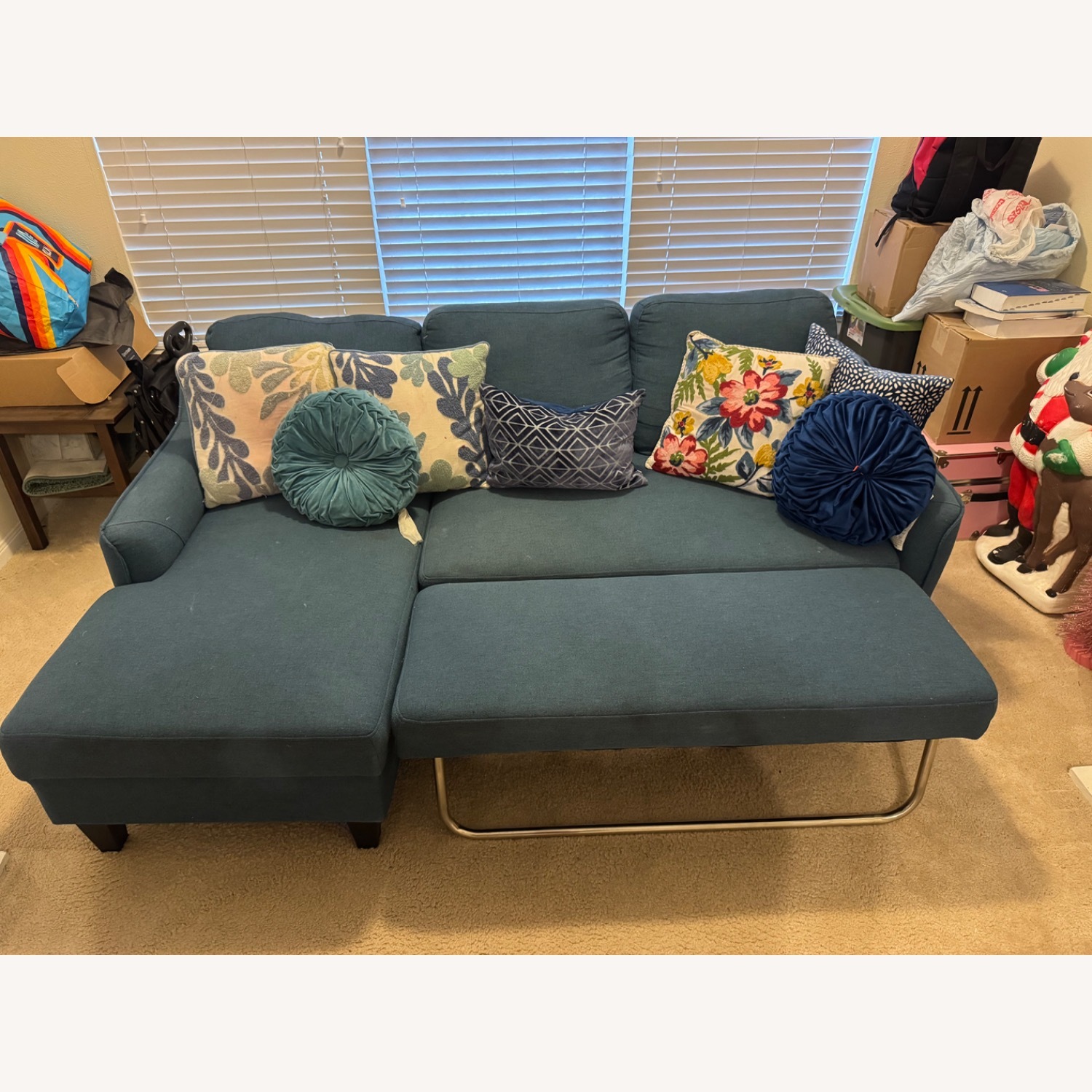 Overstock Lester Chaise Sleeper Sofa (Blue) - image-2