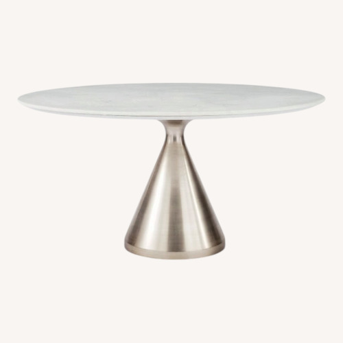 Used West Elm 44" Round Marble Dining Table for sale on AptDeco