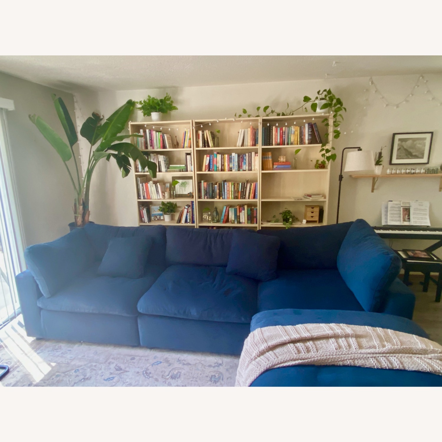 Living Spaces Large Blue Sectional - image-2