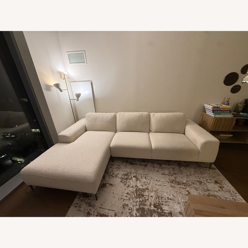 Used Poly and Bark White Boucle 2 Piece Sectional for sale on AptDeco