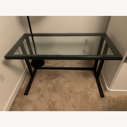 Used Crate & Barrel Pilsen Black Glass Desk for sale on AptDeco