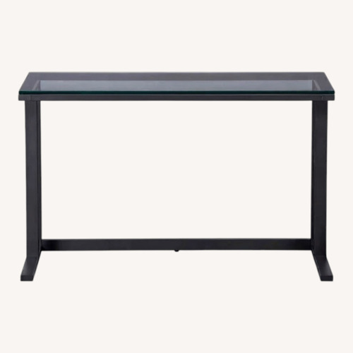 Used Crate & Barrel Pilsen Black Glass Desk for sale on AptDeco