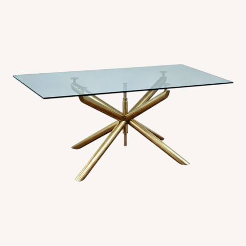 Used Glass Table with Gold Base Contemporary Elegance for sale on AptDeco