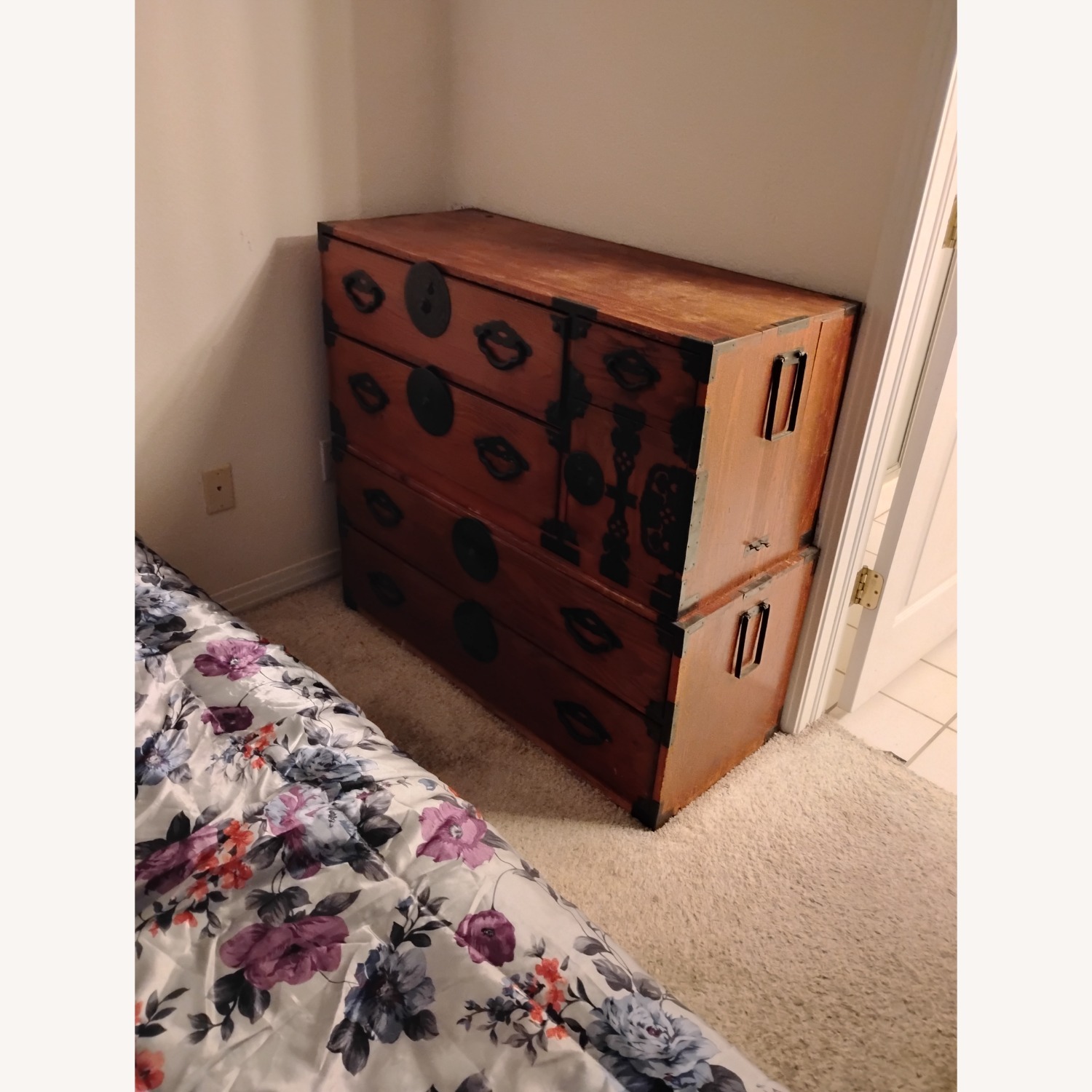 Vintage/Antique Dark Brown Wood Chest - image-2