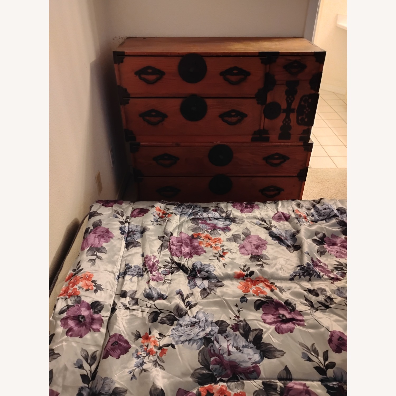Vintage/Antique Dark Brown Wood Chest - image-1